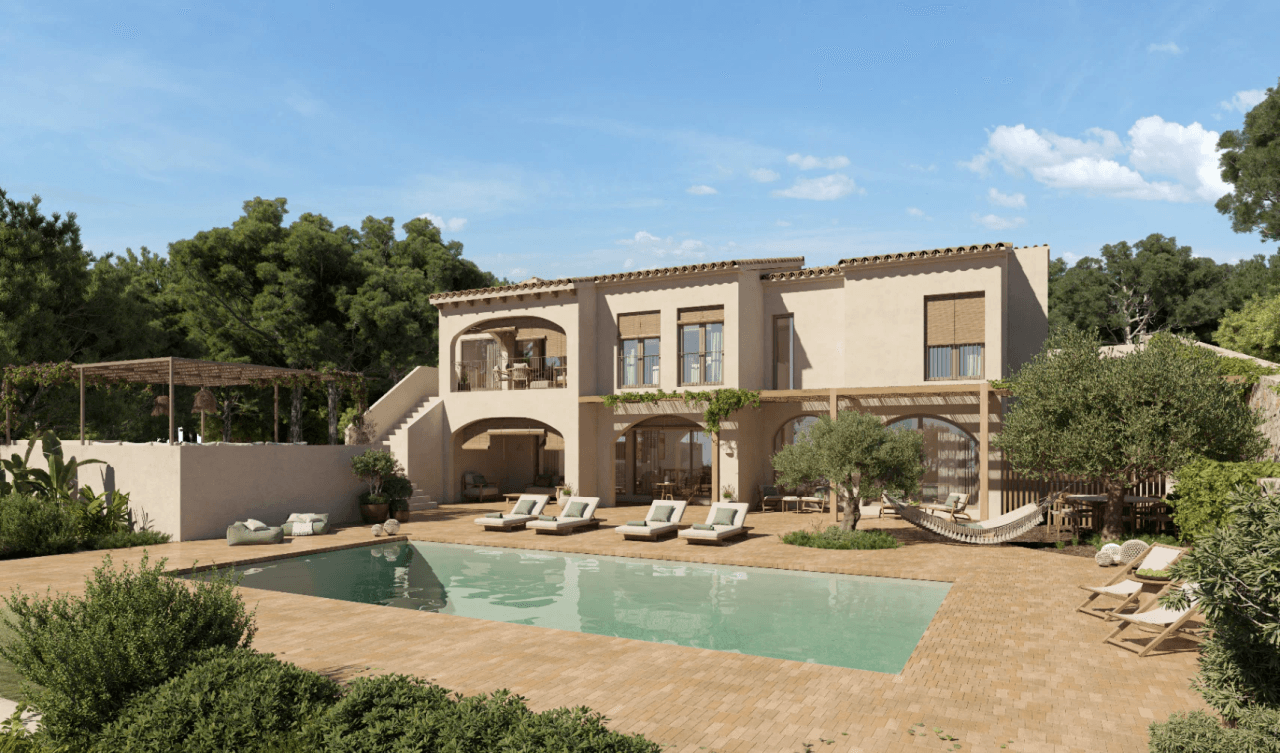 Villa de diseño mediterráneo de lujo en La Fustera con vista al mar, wellness y ubicación privilegiada.